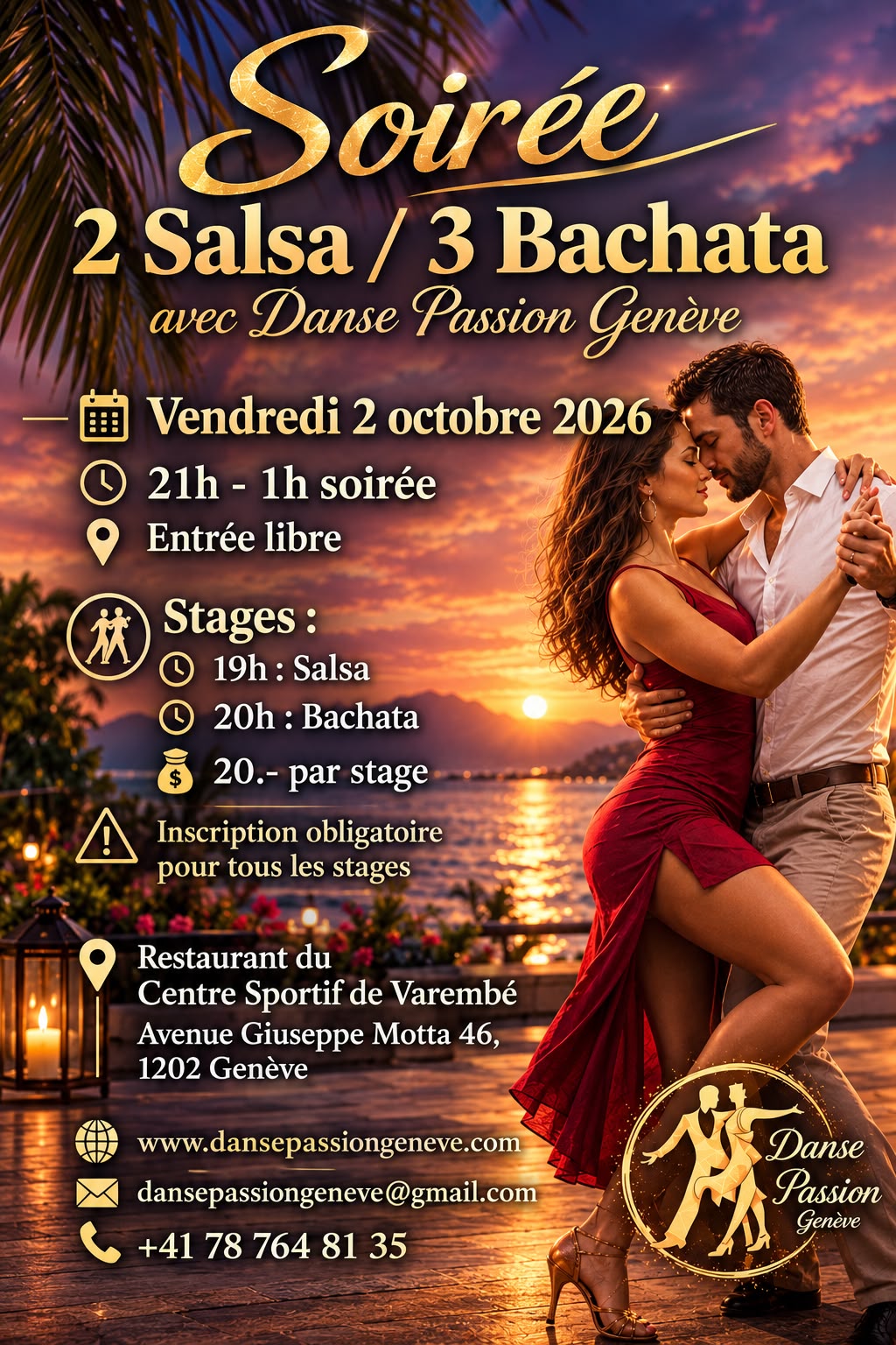 Soirée 2 Salsa / 3 Bachata avec Danse Passion Genève poster